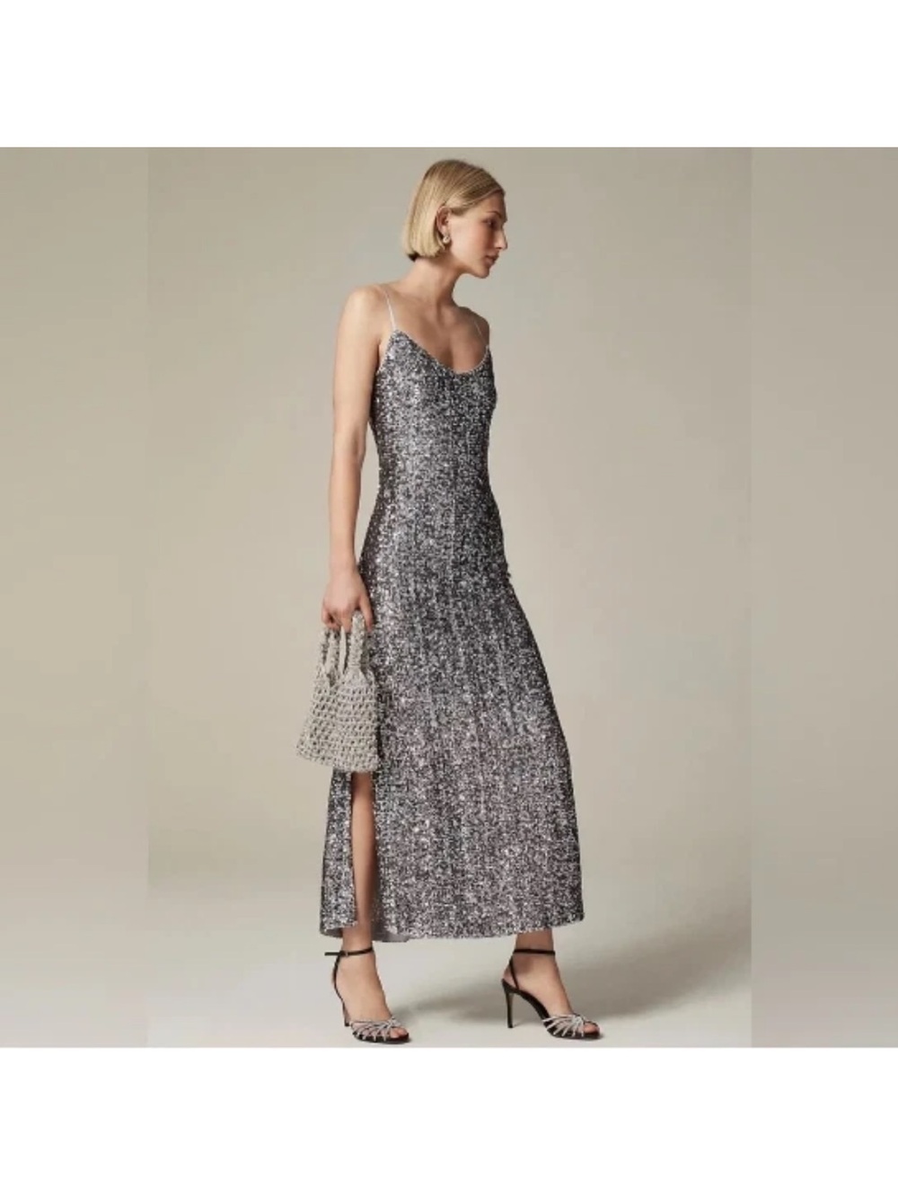 J. Crew Collection Silver Sequined Slip Dress - size 2 Extra Small